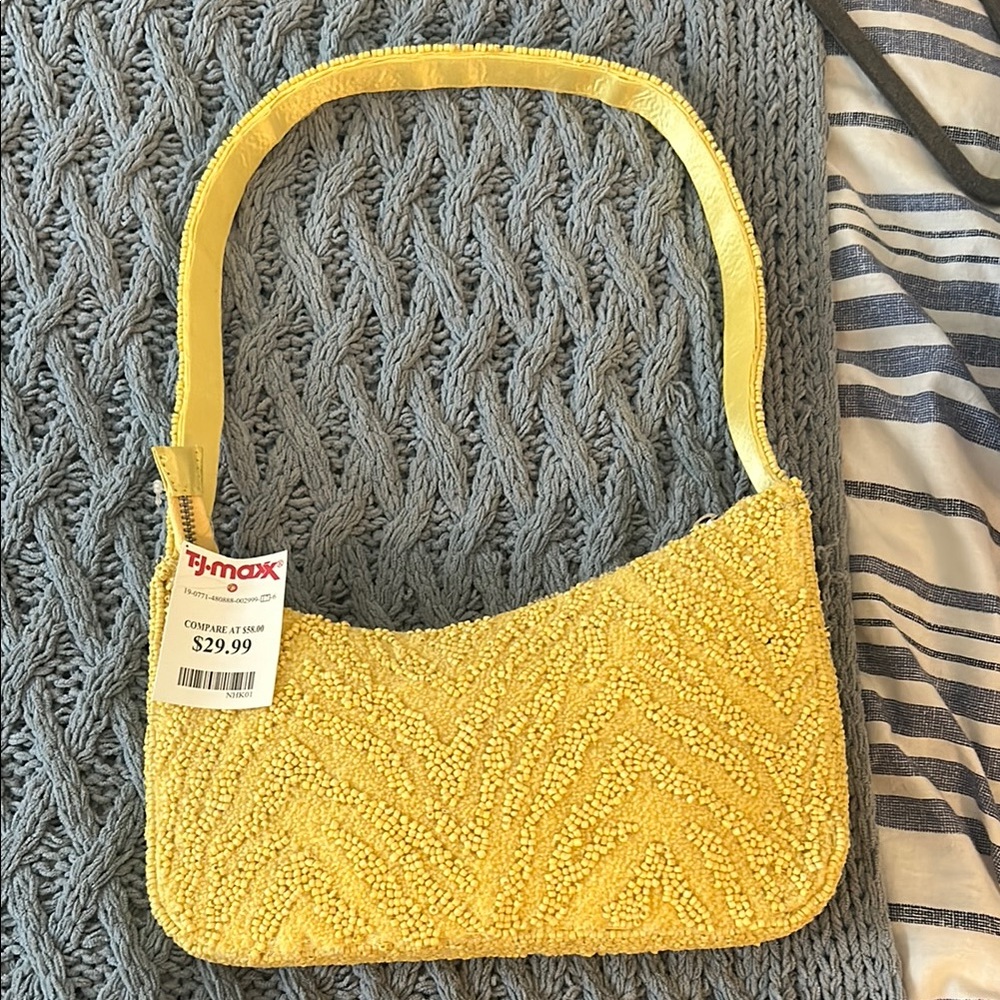 Yellow Beaded Shoulder Bag